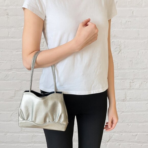 Vintage Judy Bond Silver Metallic Mini Tote Shoulder Bag | Made in USA | - Picture 11 of 11